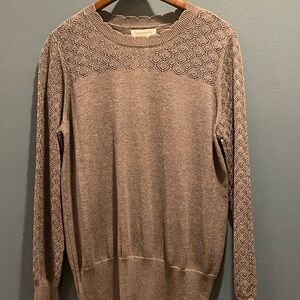 Liz Claiborne Gray Crew Neck Sweater with Textured Knit
